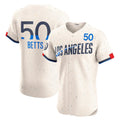 Los Angeles Dodgers #50 Mookie Betts Cream BUTLER City Connect Elite Jersey