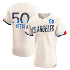 Los Angeles Dodgers #50 Mookie Betts Cream BUTLER City Connect Elite Jersey