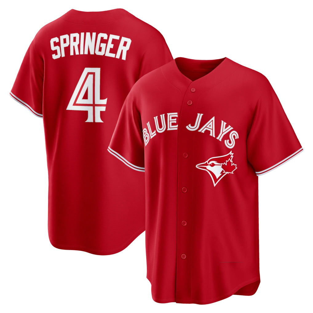 Toronto Blue Jays #4 George Springer Red BUTLER Canada Day Replica Jersey