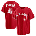 Toronto Blue Jays #4 George Springer Red BUTLER Canada Day Replica Jersey