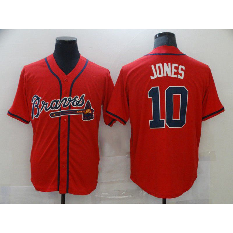 Atlanta Braves #10 Chipper Jones Red BUTLER Stitched Cool Base Jersey