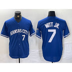 Kansas City Royals #7 Bobby Witt Jr Number Blue BUTLER Cool Base Stitched Jersey