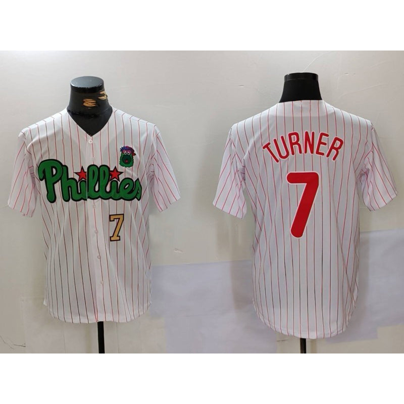 Philadelphia Phillies #7 Trea Turner White Green BUTLER Cool Base Stitched Jerseys