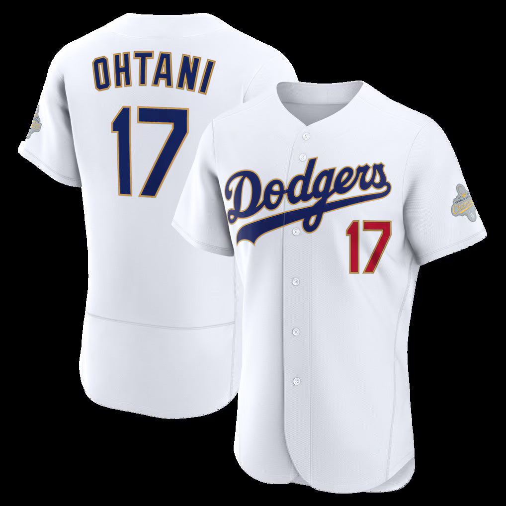 Los Angeles Dodgers #17 Shohei Ohtani White BUTLER 2026 Gold Collection Authentic Jersey