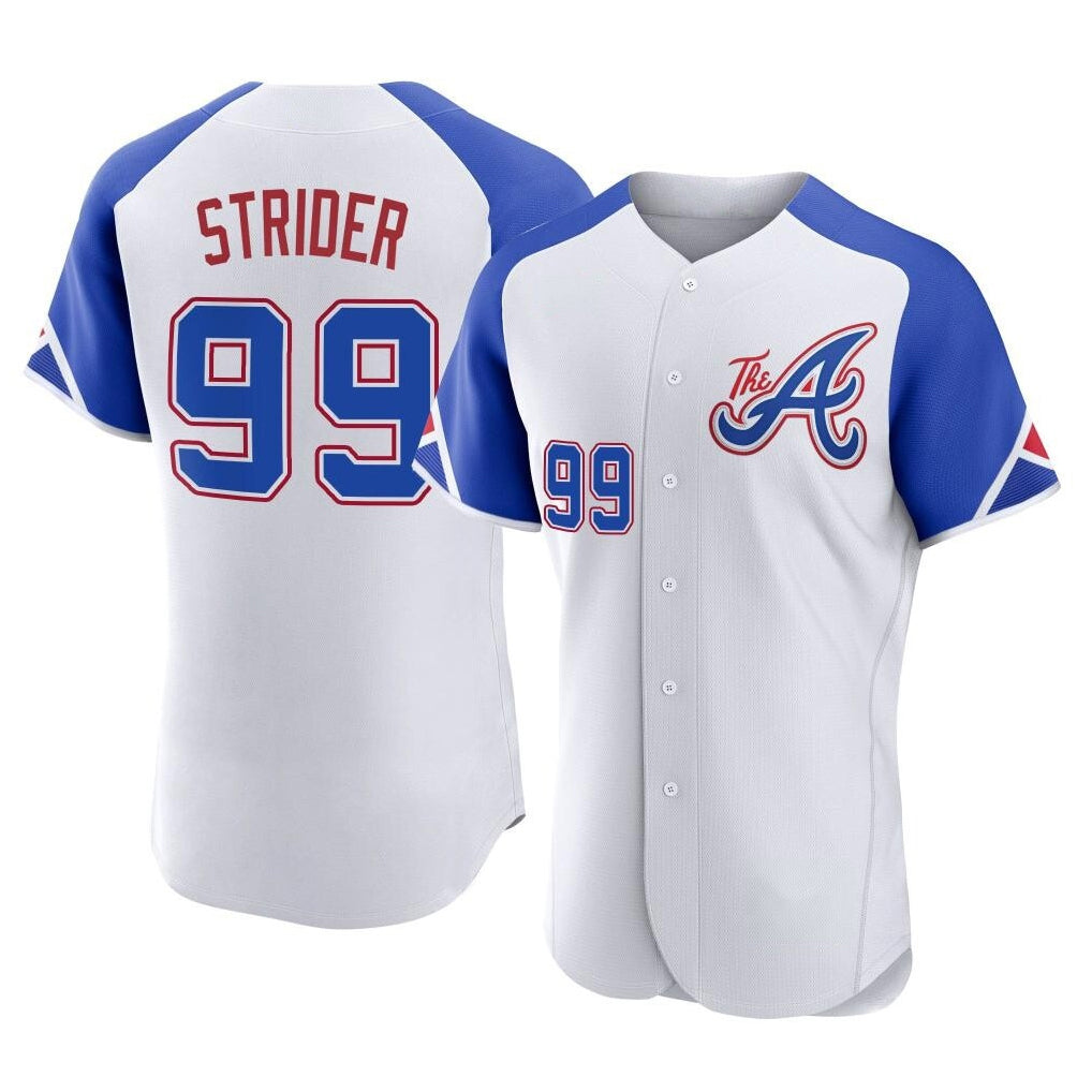 Atlanta Braves #99 Spencer Strider Player White BUTLER City Connect Limited Elite Home Game Stitched Jerseys