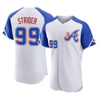 Atlanta Braves #99 Spencer Strider Player White BUTLER City Connect Limited Elite Home Game Stitched Jerseys