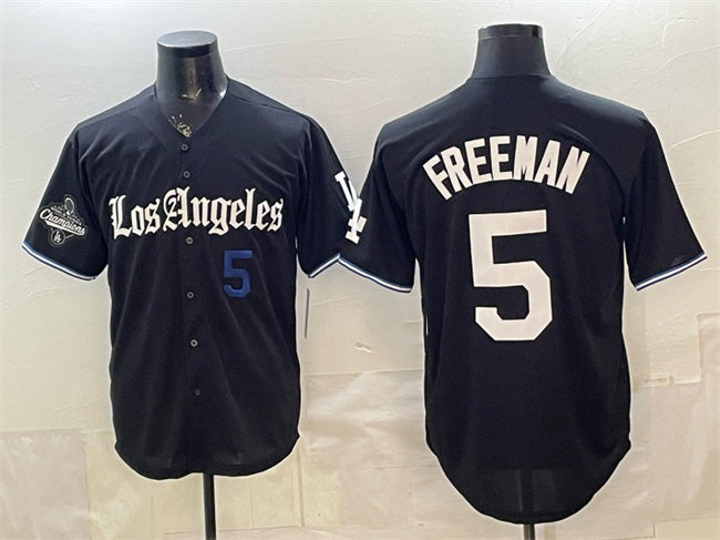 Los Angeles Dodgers #5 Freddie Freeman Black BUTLER 2025 World Series Champions Patch 'Gothic Edition' Vapor Premier Limited Stitched Jersey