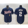 New York Yankees #2 Derek Jeter Number Navy BUTLER Cool Base Stitched Jersey