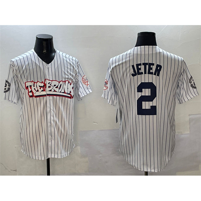 New York Yankees #2 Derek Jeter White BUTLER Bronx Graffiti Vapor Limited Stitched Jersey