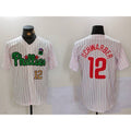 Philadelphia Phillies #12 Kyle Schwarber White Green BUTLER Cool Base Stitched Jerseys