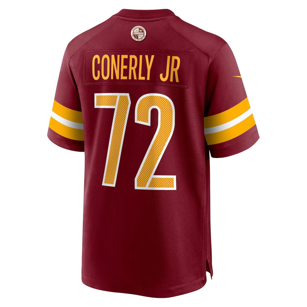 W.Commanders #72 Josh Conerly Jr. Burgundy BUTLER 2025 Draft First Round Pick Game Jersey