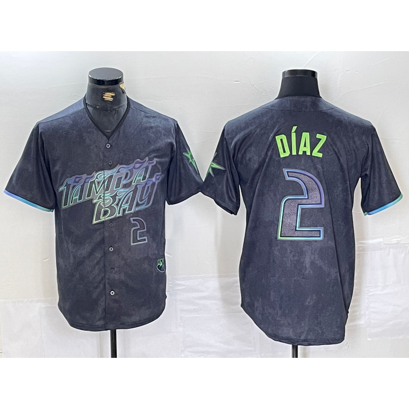 Tampa Bay Rays #2 Yandy Diaz Number Charcoal BUTLER 2024 City Connect Limited Stitched Jersey 2