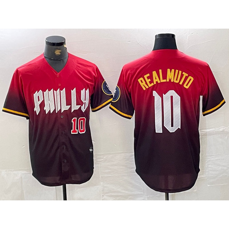 Philadelphia Phillies #10 JT Realmuto Red BUTLER 2024 City Player Number Cool Base Jerseys