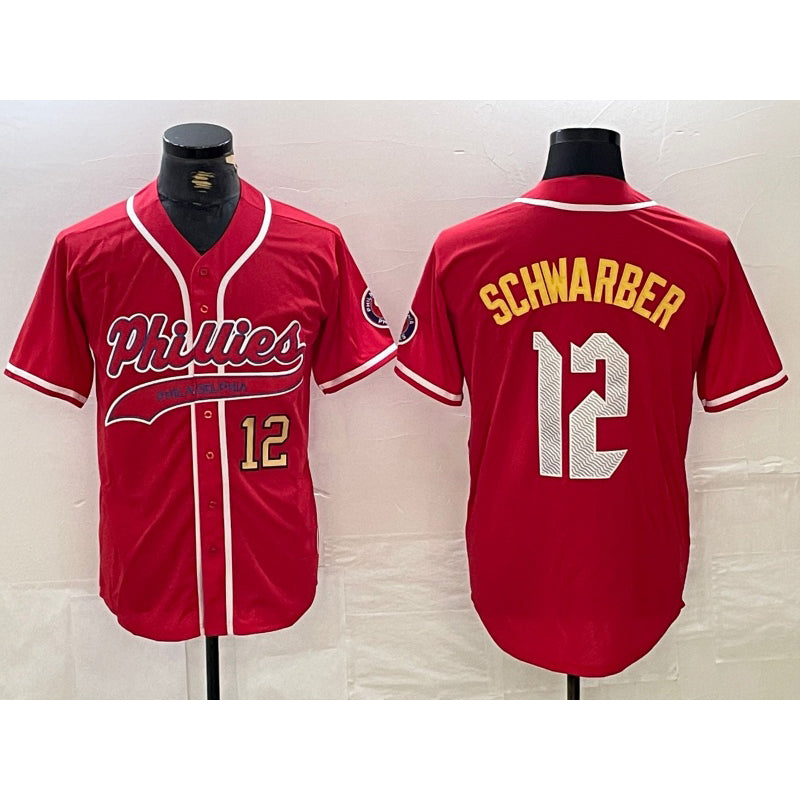 Philadelphia Phillies #12 Kyle Schwarber Red BUTLER 2024 City Connect Limited Stitched Jersey 3