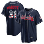 Atlanta Braves #31 Greg Maddux Player Navy BUTLER USA 250 Fourth Of July Limited Home Game Stitched Jerseys