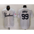 New York Yankees #99 Aaron Judge White BUTLER Pinstripe Fashion Cool Base Jersey 3