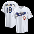 Los Angeles Dodgers #18 Yoshinobu Yamamoto White BUTLER 2026 Gold Collection Stadium Jersey