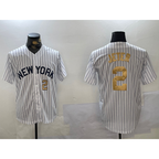 New York Yankees #2 Derek Jeter White BUTLER Pinstripe Fashion Cool Base Jerseys