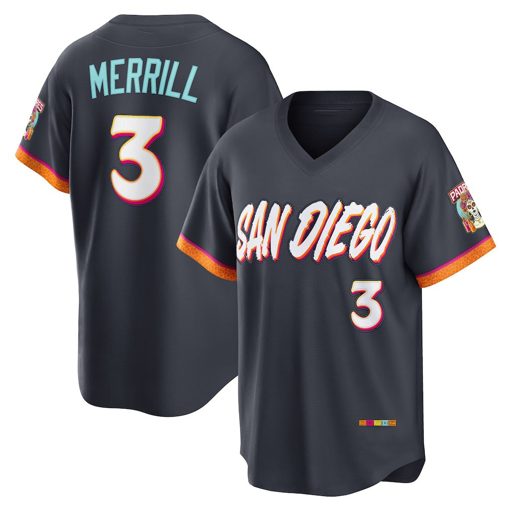 San Diego Padres #3 Jackson Merrill Obsidian BUTLER 2026 City Connect Stadium Jersey