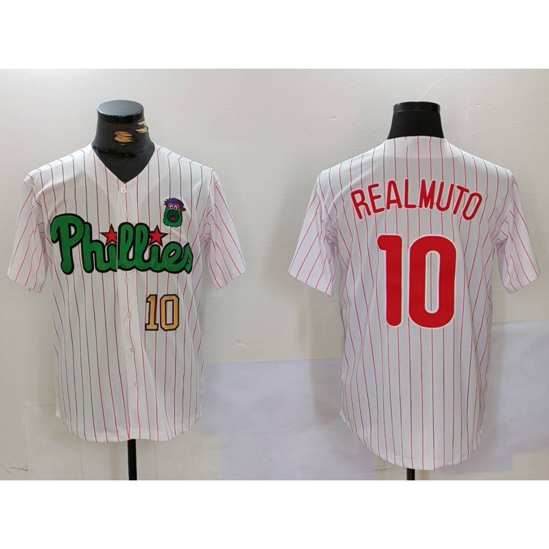 Philadelphia Phillies #10 J.T. Realmuto White Green BUTLER Cool Base Stitched Jerseys
