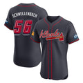 Atlanta Braves #56 Spencer Schwellenbach Player Navy BUTLER 2025 Speedway Classic Limited Elite Home Game Stitched Jerseys