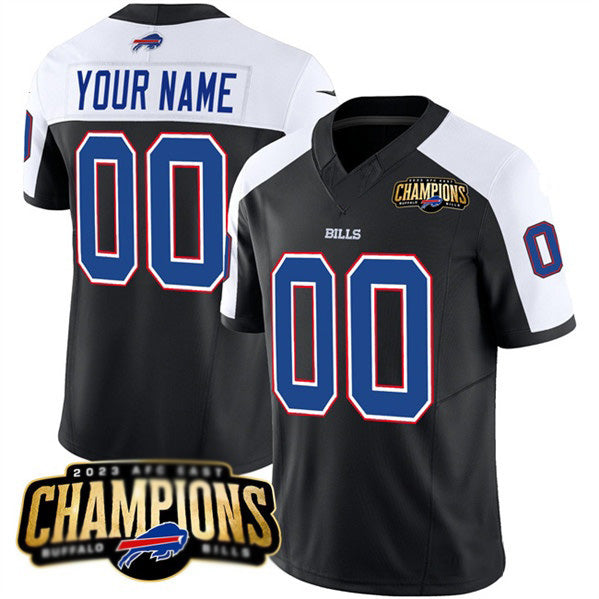 Custom B.Bills Active Player Black White BUTLER 2023 F.U.S.E. AFC East Champions Ptach Stitched Jersey