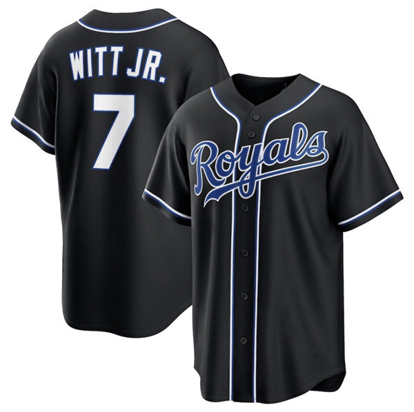Kansas City Royals #7 Bobby Witt Jr. Black BUTLER Out Stitched Jersey