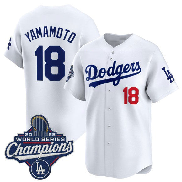 Los Angeles Dodgers #18 Yoshinobu Yamamoto White BUTLER 2025 Champions Stitched Jersey