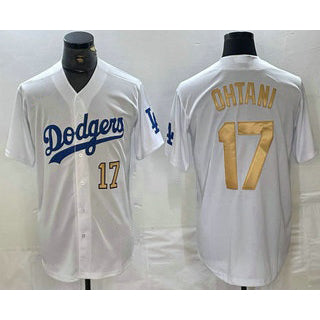 Los Angeles Dodgers #17 Shohei Ohtani Number White Gold BUTLER Stitched Cool Base Jerseys
