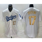 Los Angeles Dodgers #17 Shohei Ohtani Number White Gold BUTLER Stitched Cool Base Jerseys