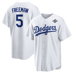 Los Angeles Dodgers #5 Freddie Freeman White BUTLER 2025 World Series Home Cool Base Stitched Jersey