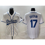 Los Angeles Dodgers #17 Shohei Ohtani White BUTLER Cool Base With Patch Stitched Jersey