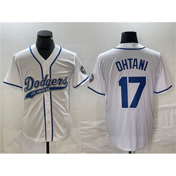 Los Angeles Dodgers #17 Shohei Ohtani White BUTLER Cool Base With Patch Stitched Jersey