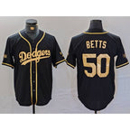 Los Angeles Dodgers #50 Mookie Betts Black Gold BUTLER World Series Champions Cool Base Stitched Jersey