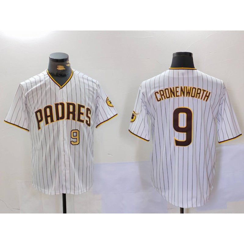 San Diego Padres #9 Jake Cronenworth White BUTLER Team Logo Stitched Cool Base Jerseys