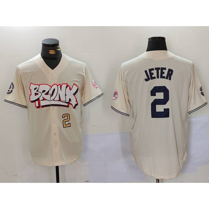 New York Yankees #2 Derek Jeter Cream BUTLER Limited Stitched Jerseys