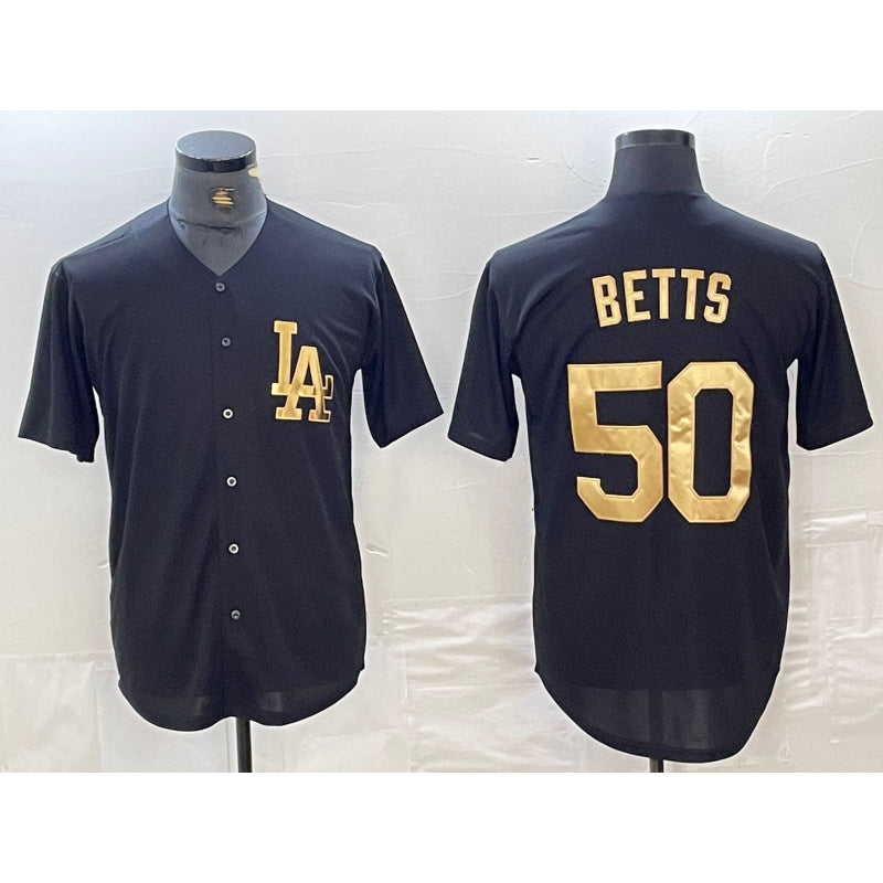 Los Angeles Dodgers #50 Mookie Betts Black Gold BUTLER Cool Base Stitched Jersey