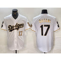 Los Angeles Dodgers #17 Shohei Ohtani Number White Gold BUTLER Fashion Stitched Cool Base Limited Jersey 2