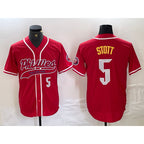 Philadelphia Phillies #5 Bryson Stott Number Red BUTLER Cool Base Stitched Jersey 2
