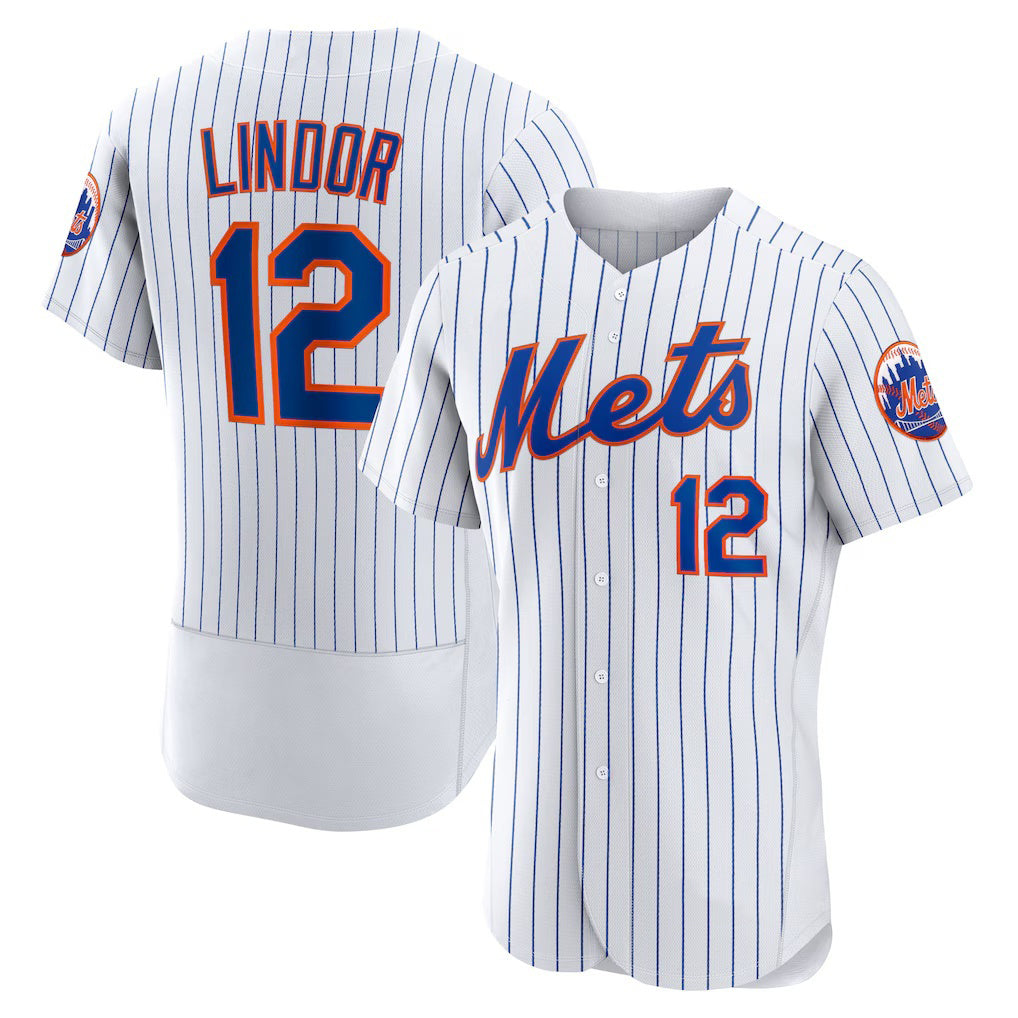 New York Mets #12 Francisco Lindor White BUTLER Home Authentic Player Jersey