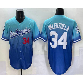 Los Angeles Dodgers #34 Fernando Valenzuela Blue BUTLER 2025 City Connect Limited Stitched Jersey