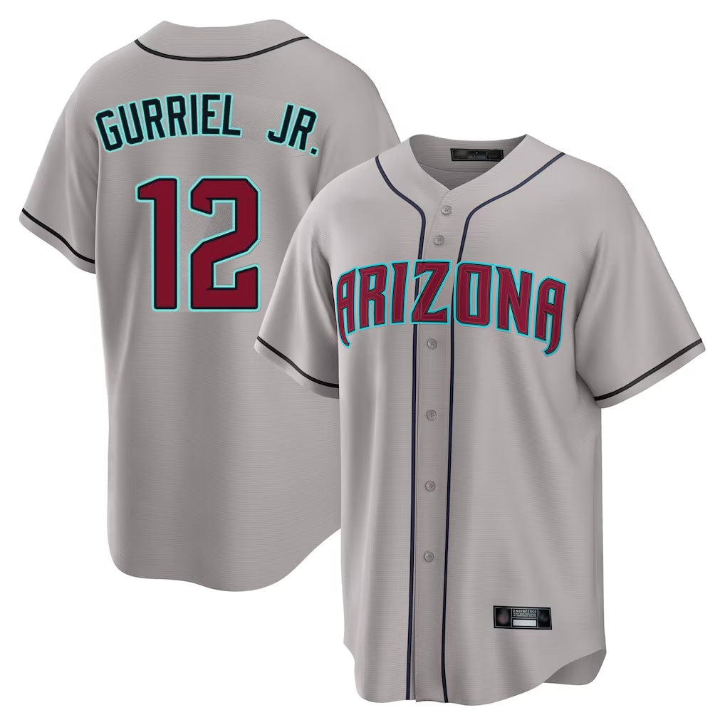 Arizona Diamondbacks #12 Lourdes Gurriel Jr Player Gray BUTLER Road Home Game Stitched Jerseys