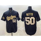 Los Angeles Dodgers #50 Mookie Betts Black Gold BUTLER 2025 World Series Champions Patch Limited Stitched Jersey