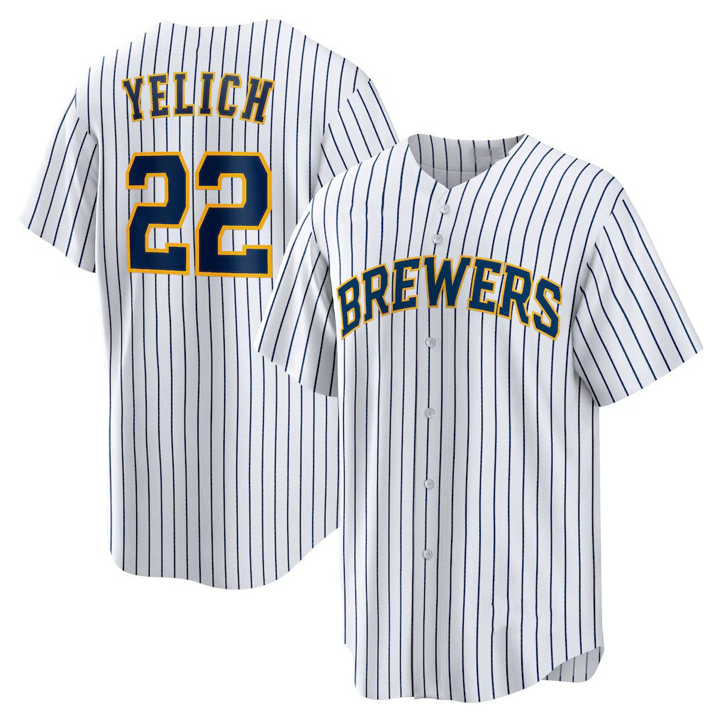Milwaukee Brewers #22 Christian Yelich White BUTLER Alternate Replica Player Jersey