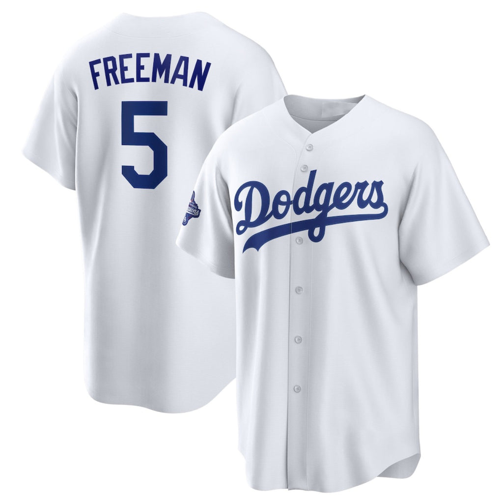 Los Angeles Dodgers #5 Freddie Freeman White BUTLER 2025 World Series Champions Home Cool Base Stitched Jersey