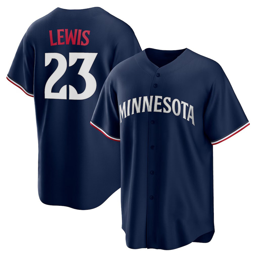 Minnesota Twins #23 Royce Lewis Navy BUTLER Alternate 2 Replica Jersey