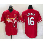 St. Louis Cardinals #16 Nolan Gorman Red BUTLER 2024 City Connect Stitched Jersey