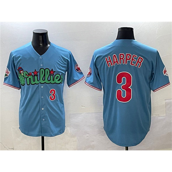 Philadelphia Phillies #3 Bryce Harper Light Blue BUTLER Phanatic Limited Stitched Jersey