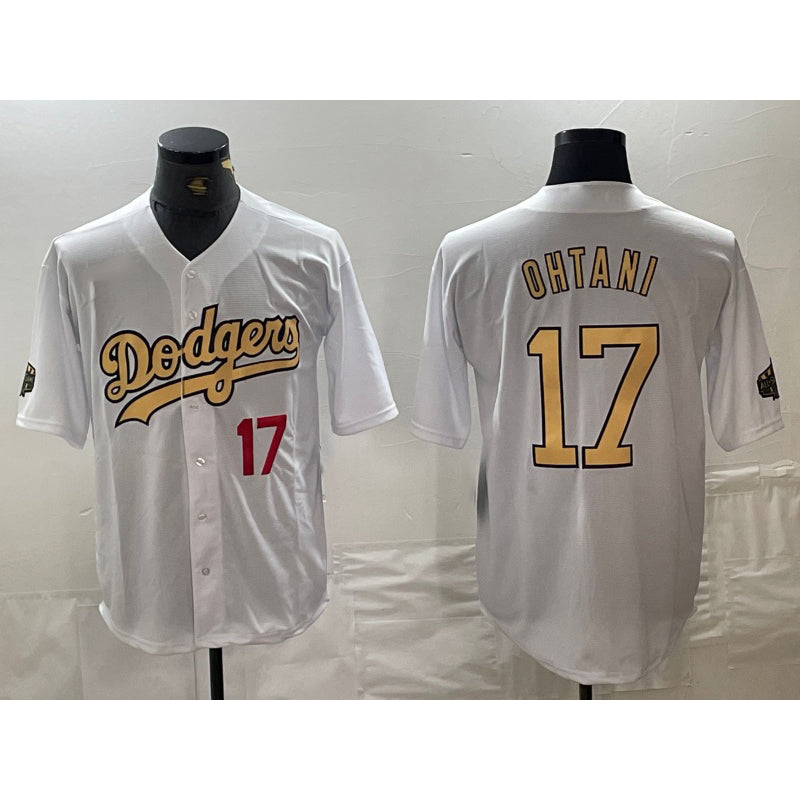 Los Angeles Dodgers #17 Shohei Ohtani Number White BUTLER 2022 All Star Stitched Cool Base Jersey 2