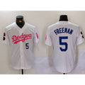 Los Angeles Dodgers #5 Freddie Freeman White Pink BUTLER Vin & Kobe Patch Stitched Jersey1